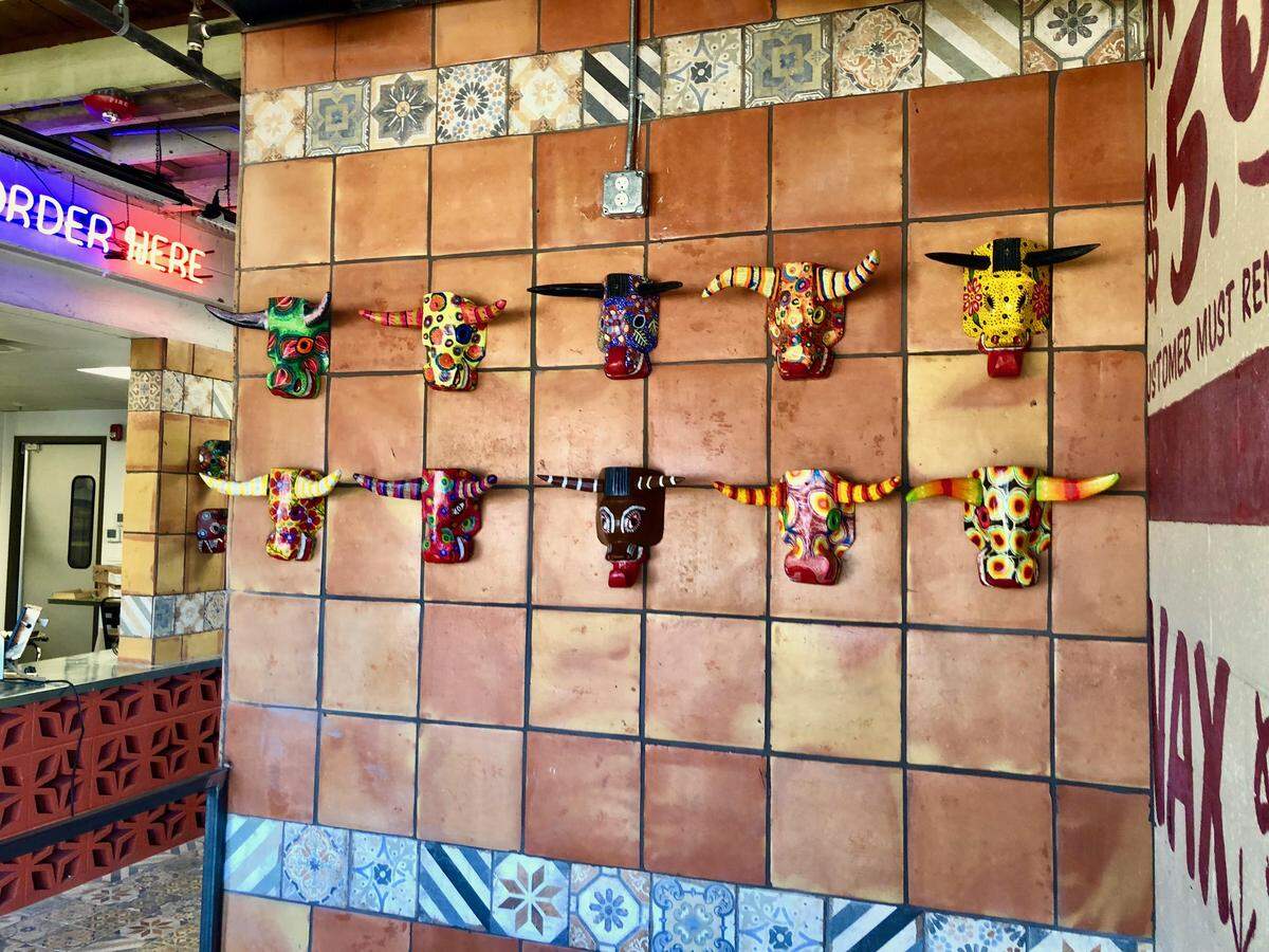 The Tacos and Avocados restaurant is located inside the By the Horns brewery in Mansfield.