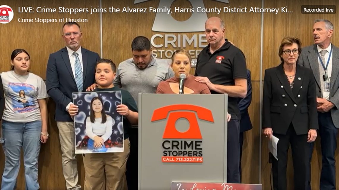 Gwen Alvarez, mother of 9-year-old Arlene Alvarez, speaks at a press conference on April 24.