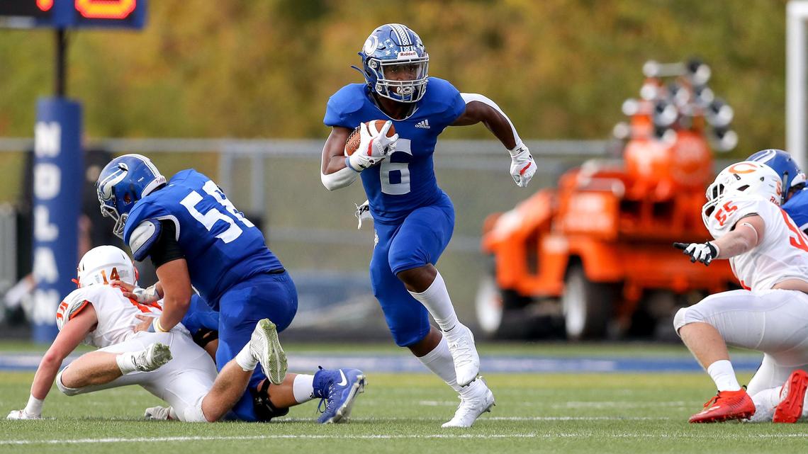 Nolan running back Emeka Megwa (6) finds a huge hole to run and goes 78 yards for a touchdown against Celina during the first half, Friday night, September 13, 2019 play at Doskocil Stadium in Fort Worth, TX.