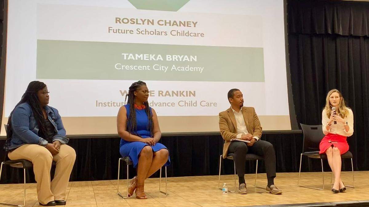 Roslyn Chaney, Jerletha McDonald, Willie Rankin and Bethany Edwards discuss the findings of a report on barriers to high-quality child care in Tarrant County
