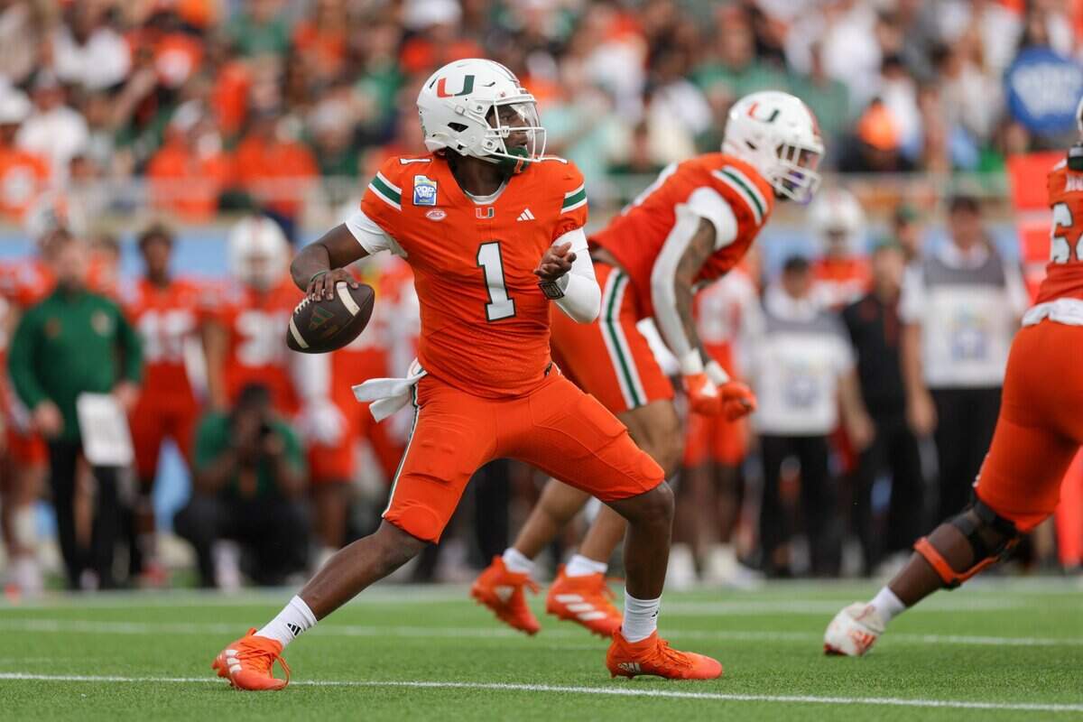 Former Miami Hurricanes quarterback Cam Ward (1) was the top selection in the 2025 NFL Draft.