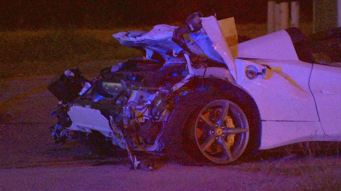 Boxer Errol Spence Jr. crashed his white Ferrari in Dallas on Oct. 10, 2019. Spence Jr. escaped major injury despite being ejected from the car during the rollover crash. He pleaded guilty to DWI last week.