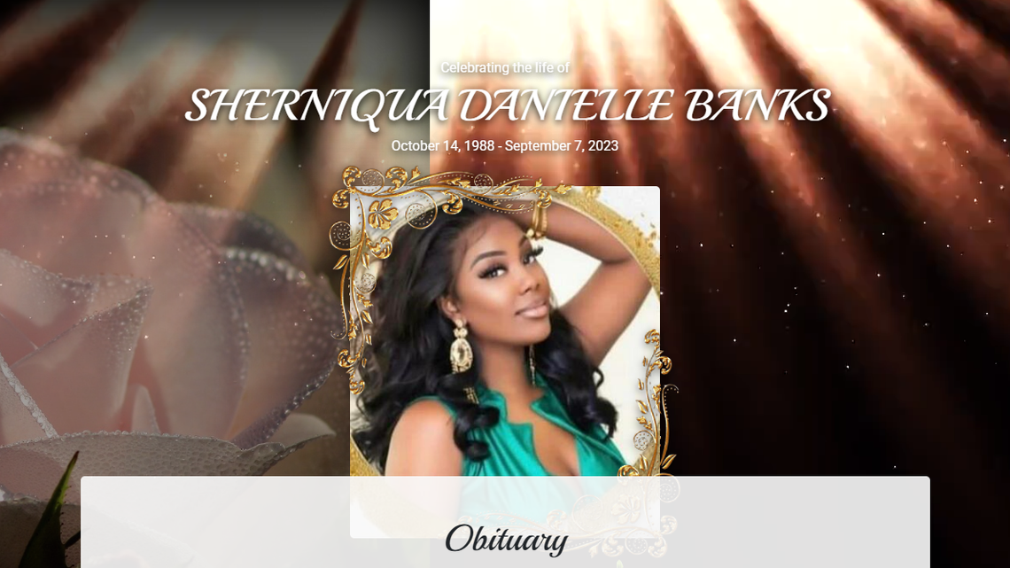 Sherniqua Banks, 34, was shot and killed while driving with her son, police said.