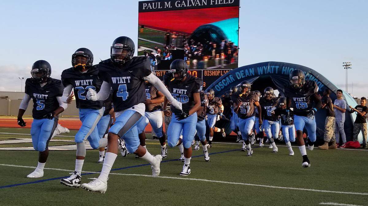 Fort Worth Wyatt runs out during its game against Bishop Lynch, Thursday Sept. 19, 2019.
