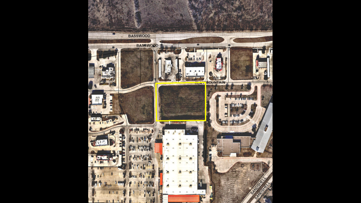 Keller ISD parents are demanding Fort Worth city leaders to stop the construction of a motel (highlighted box) that would be next to Basswood Elementary School. The school (far right building) is located off the intersection of Sandshell Blvd and Clay Mountain Trail.