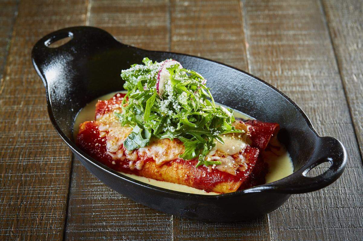 Sonoran enchiladas at Wild Salsa in downtown Fort Worth and Dallas.