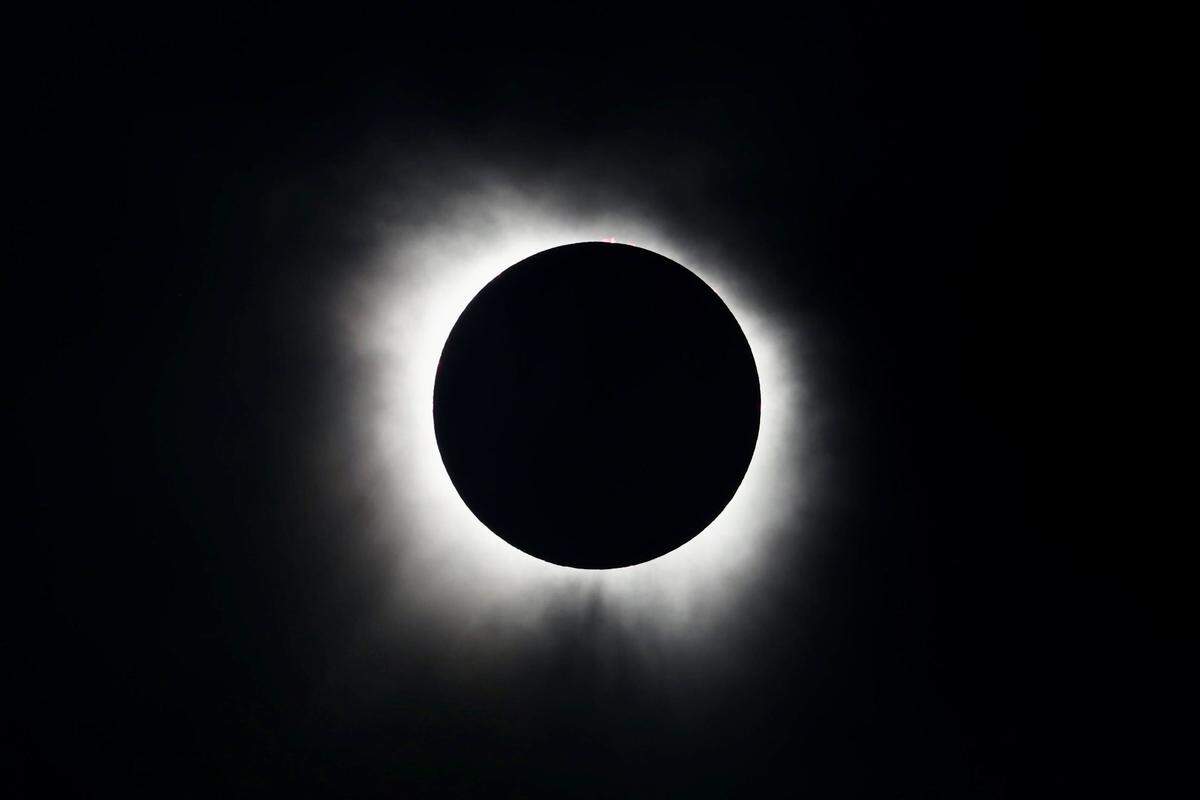 The sun fully eclipsed by the moon as seen in Hillsboro on Monday, April 8, 2024.