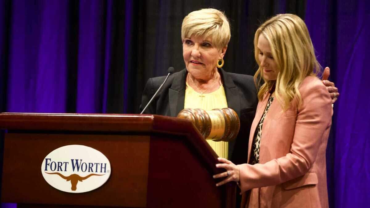 Outgoing Fort Worth Mayor Betsy Price, left, is turning the reins over to 37-year-old Mattie Parker, who was sworn in to office Tuesday night at the Fort Worth Convention Center.