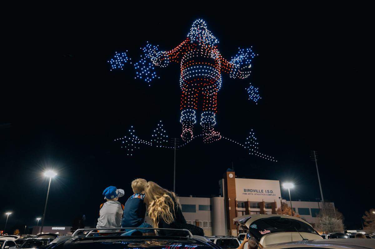 Fort Worth-based Sky Elements drones broke two Guinness World records on Dec. 17, 2023, during a nearly 1,500 drone light show.