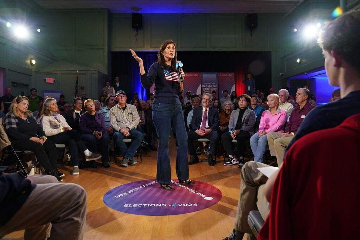 Nikki Haley campaigning in October in Exeter, New Hampshire. (Jack Gruber-USA TODAY)