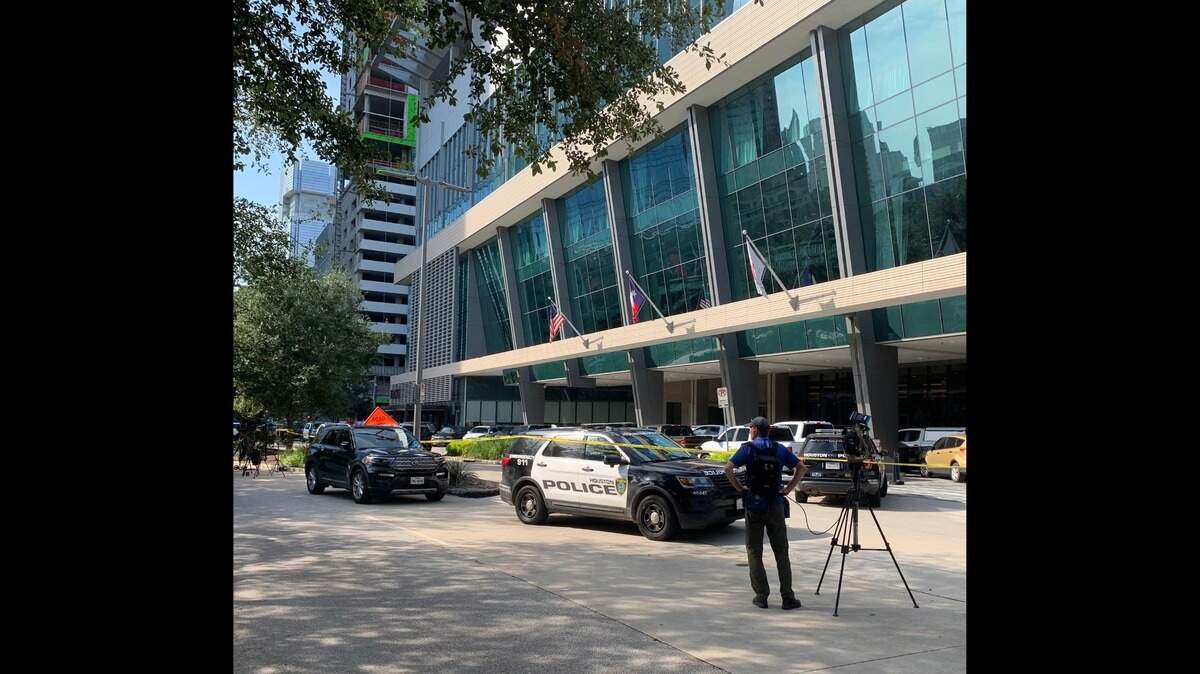 A deadly shooting in the lobby of the Marriott Marquis hotel in Houston, Texas, was an apparent murder-suicide, police say. The deaths are under investigation. Photo from Houston Police Department on Twitter.