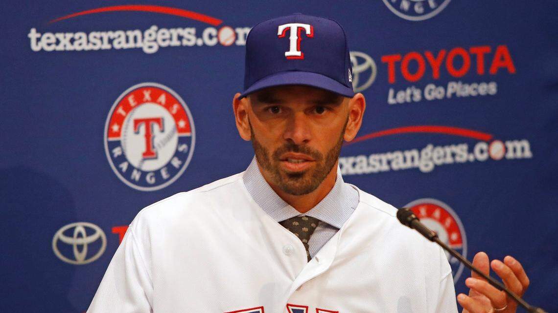 Chris Woodward started his day Monday at Globe Life Park. On Tuesday, he talked about the dinner with seven players that ended his Monday.