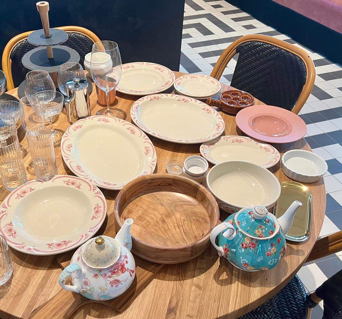 The elaborate plates and place settings at the Le Margot restaurant.
