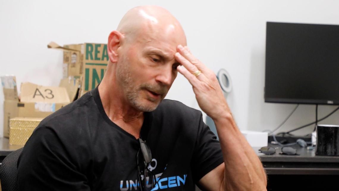 Former Fort Worth police officer Brian Franklin gets slightly emotional as he talks about his family during an interview with the Star-Telegram in Fort Worth, Texas, on June 23, 2023. Franklin spent 21 years in prison accused of a crime of which he was later found not guilty. Now he is seeking compensation for his time served.