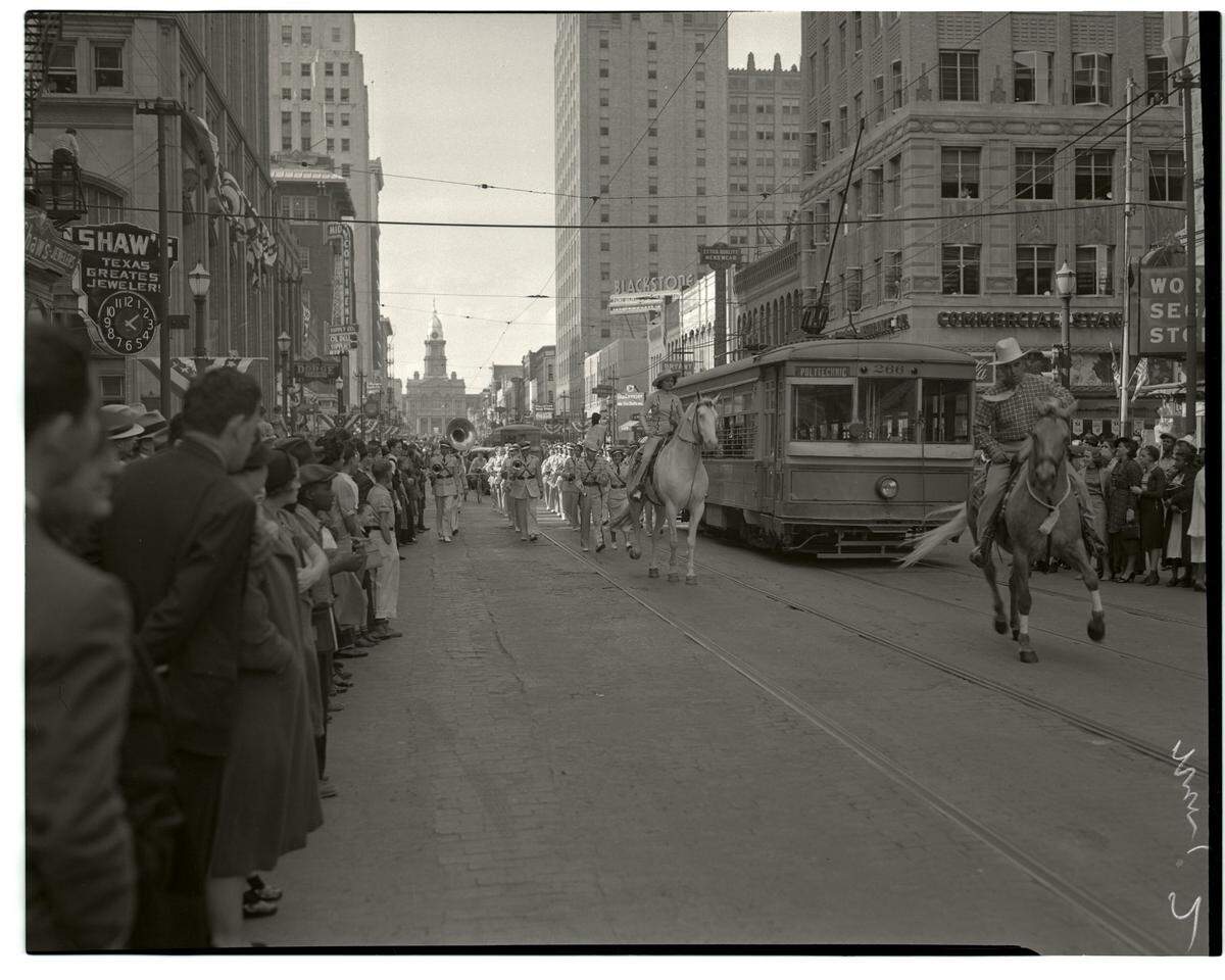 March 12, 1937: Southwestern Exposition and Fat Stock Show parade in downtown Fort Worth