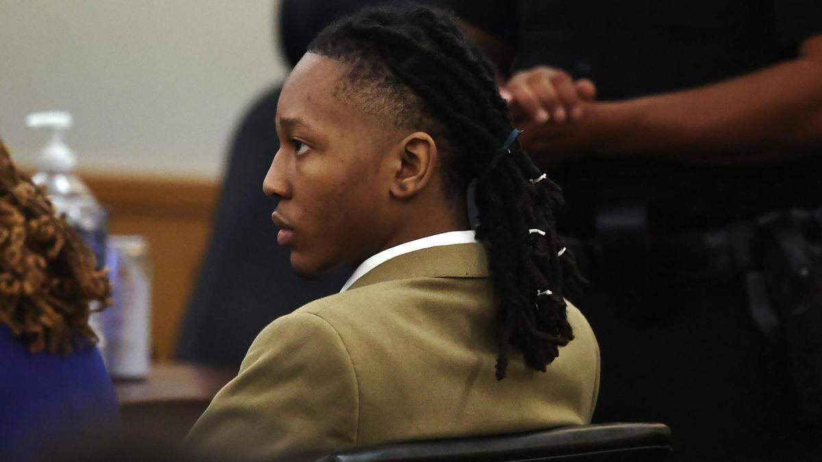 Timothy Simpkins waits as the jury deliberates in his trial on July 20, 2023, in Fort Worth. Simpkins faces new charges related to events surrounding a 2021 shooting at his high school, and his attorneys have filed a motion to dismiss them on the basis of “prosecutorial vindictiveness.”