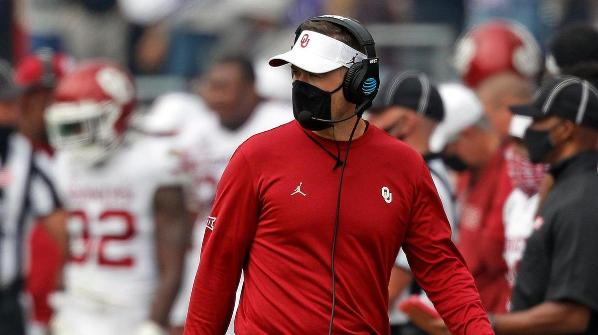 OU head coach Lincoln Riley watches his offense in the second half of a NCAA football game at Amon G. Carter Stadium in Fort Worth Texas, Saturday, Oct. 24, 2020. OU defeated TCU 33-14. (Special to the Star-Telegram Bob Booth)