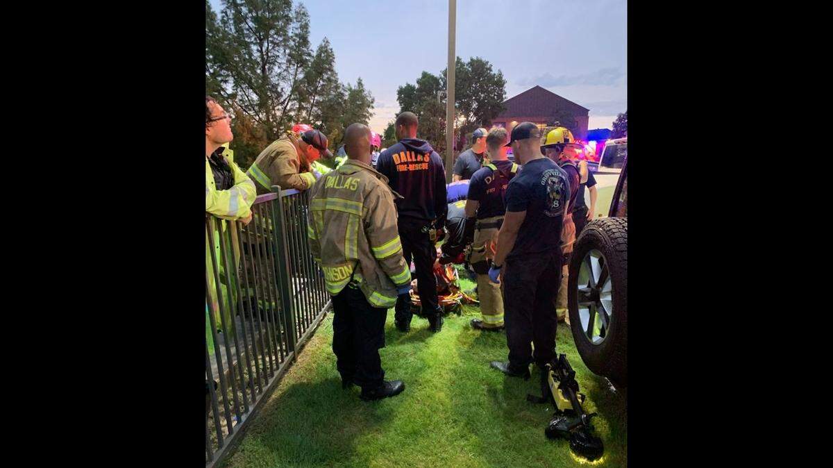Dallas firefighters rescued a man who was trapped in high water at the bottom of a 60-foot embankment on White Rock Creek early Wednesday morning, June 5, 2024.