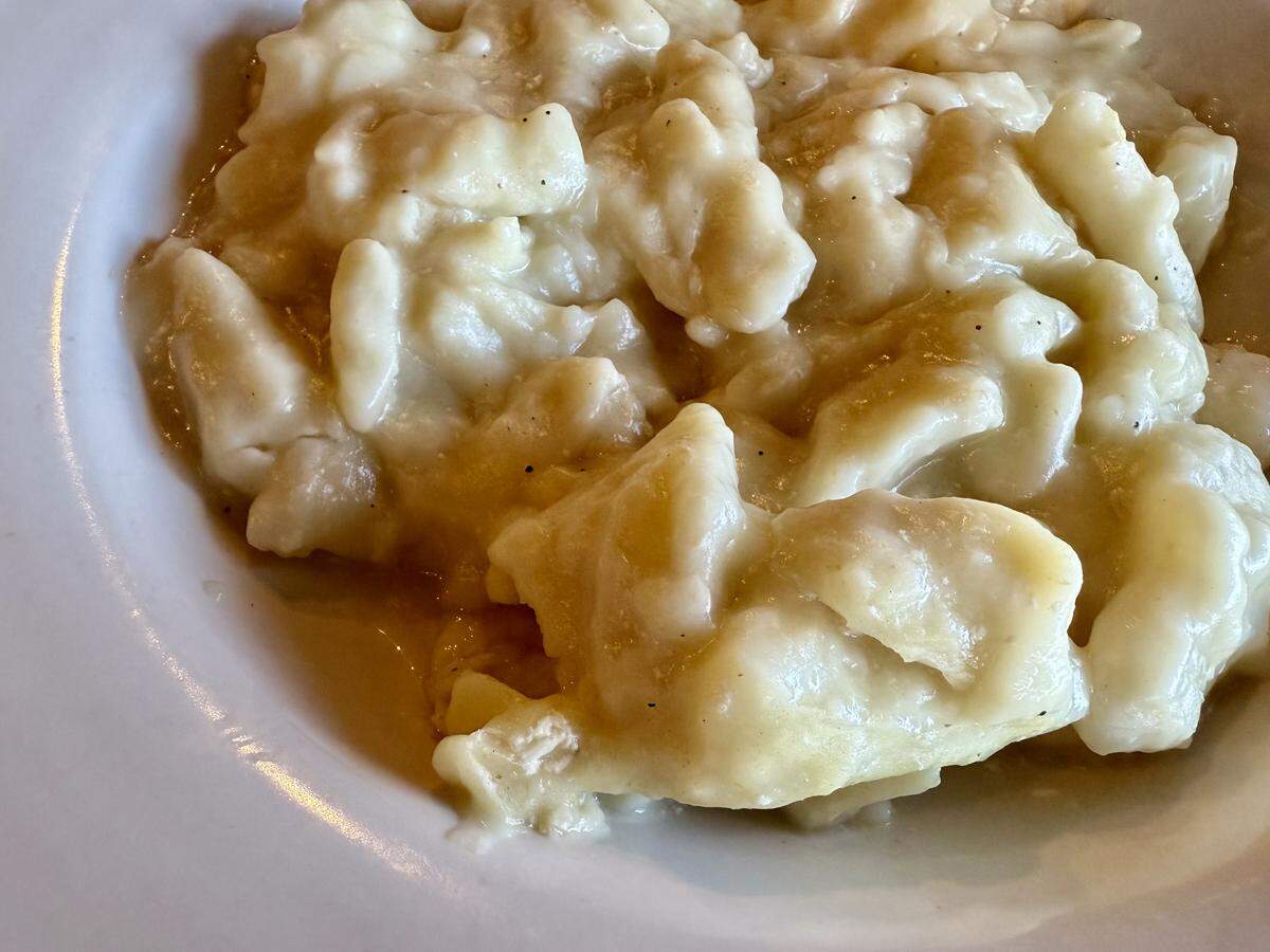 A huge bowl of chicken and (mostly) dumplings at a Cracker Barrel restaurant in Benbrook, Texas, on Sept. 6, 2025.