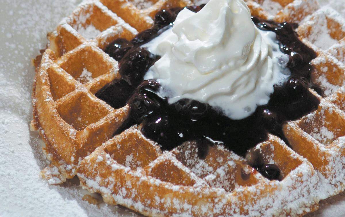 Blueberry or huckleberry waffles are among the breakfasts at Huckleberry’s restaurants.