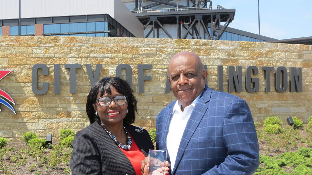 Barbara Oldums, left, and Leonard Oldums, right, have worked with agencies including the Texas Rangers, Greater Arlington Chamber of Commerce and fire department since founding their distribution company, Industrial Solutions, in 2011.