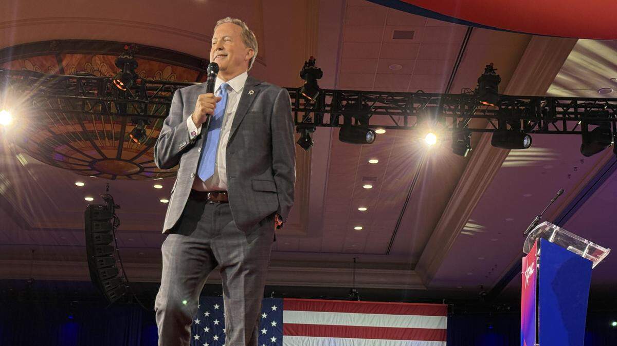 Texas Attorney General Ken Paxton speaks at CPAC on March 27.