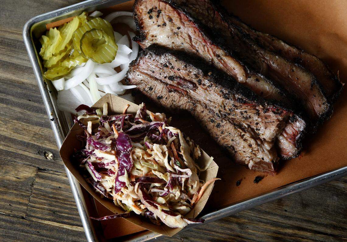The brisket plate at Pecan Lodge is photographed in Deep Ellum, Dallas on Thursday, June 27, 2014.