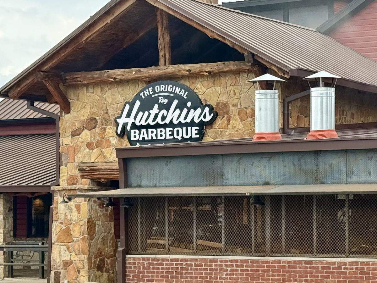 The Original Roy Hutchins Barbeque location on Interstate 30 near AT&T Stadium in Arlington, Texas.