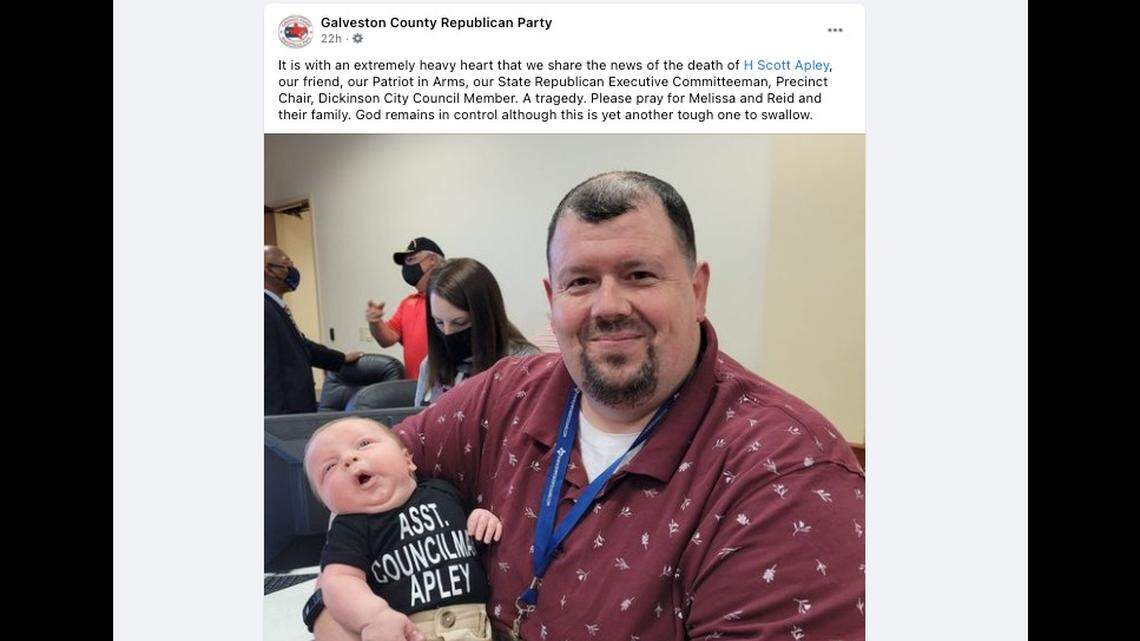 H. Scott Apley, a member of the Republican party in Galveston, Texas, died of COVID-19 on Wednesday.