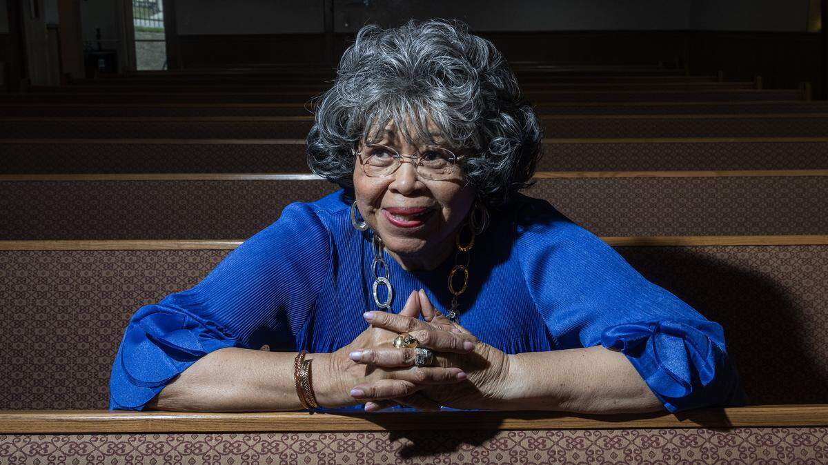 Shirley Benton is photographed at Shiloh Missionary Baptist Church in Fort Worth on Wednesday, Sept. 17, 2025. Benton, who spent decades shaping Fort Worth through her work in education and community service, is being honored with street toppers bearing her name.