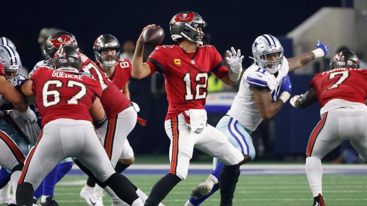 Tampa Bay Buccaneers quarterback Tom Brady (12) will face the Dallas Cowboys in the first round of the NFL playoffs.