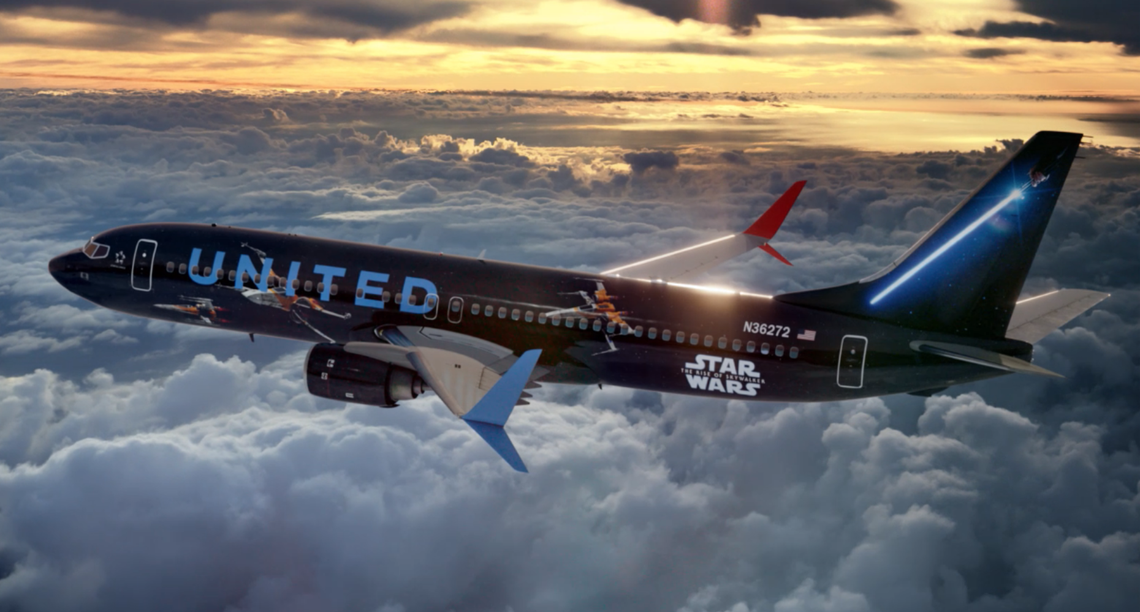 United Airlines has teamed up with Star Wars: The Rise of the Skywalker to design a Star Wars-themed plane that will take to the skies for the month of November, according to a news release.