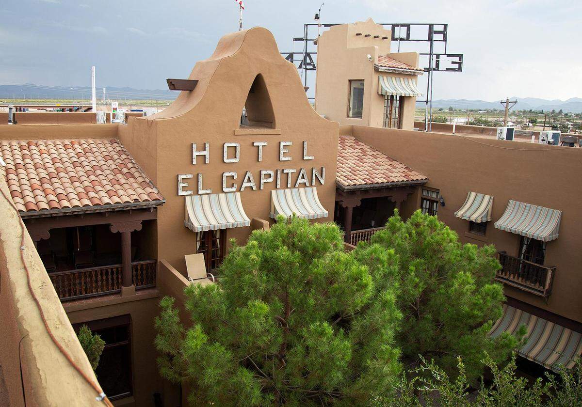 The Hotel El Capitan is a (figuratively) living example of Van Horn’s history, “an oasis in the desert,” as its owner puts it. Built in the 1920s, it’s got all the modern comforts of a high-end hotel with the feel of an ancient Spanish mission in the Tejano desert.