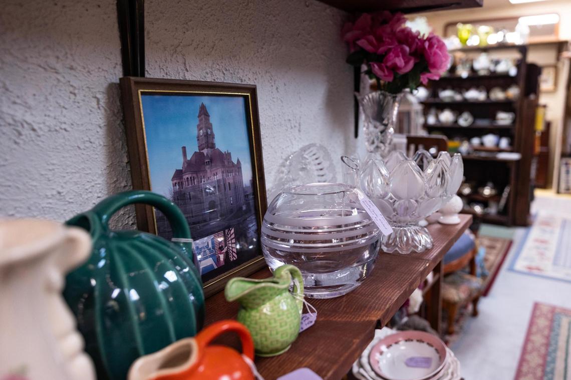 A photo of the Wise County Courthouse is on sale at the Main Street Mall antique store located in Decatur on Thursday, March 29, 2025.