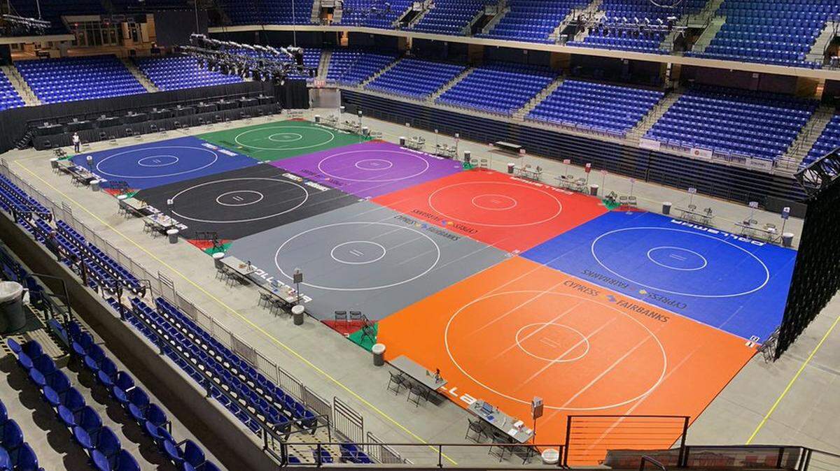 UIL state wrestling tournament at the Berry Center in Cypress.