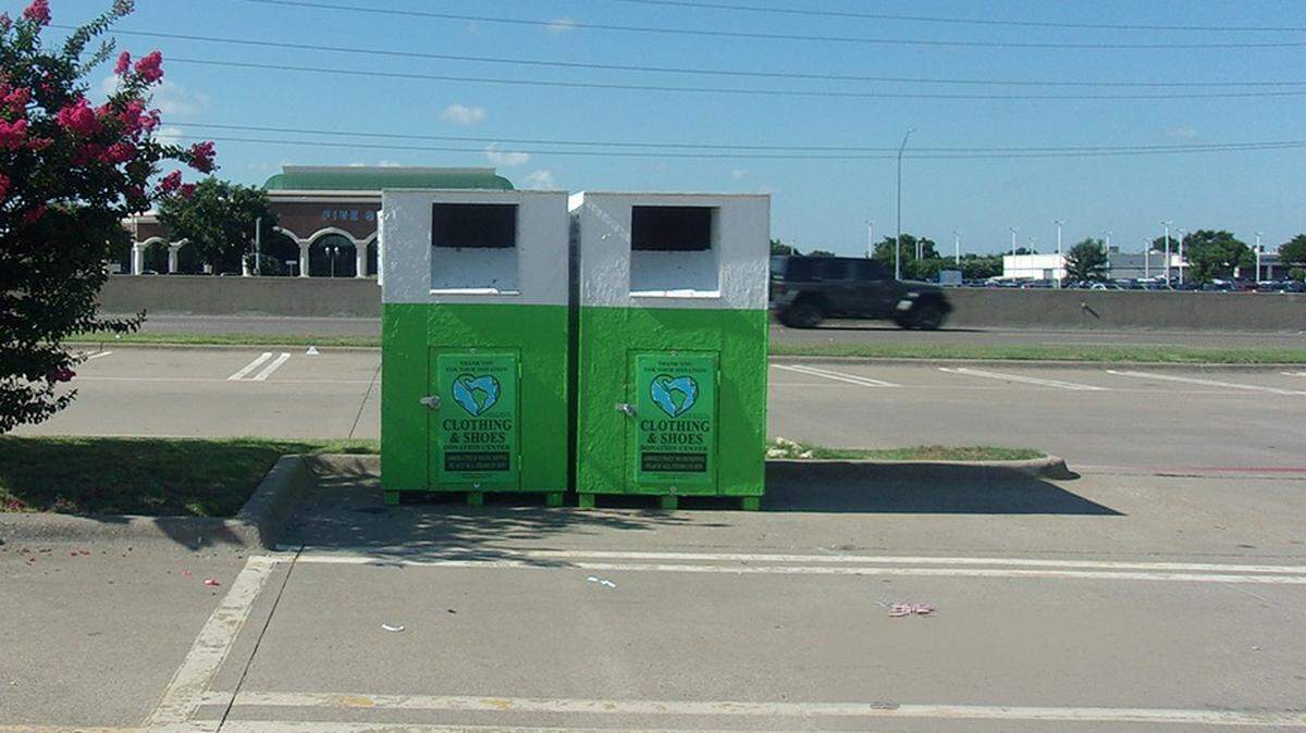 North Richland Hills says clothing donation bins like this one have been removed because they were put there without the property owner’s permission.