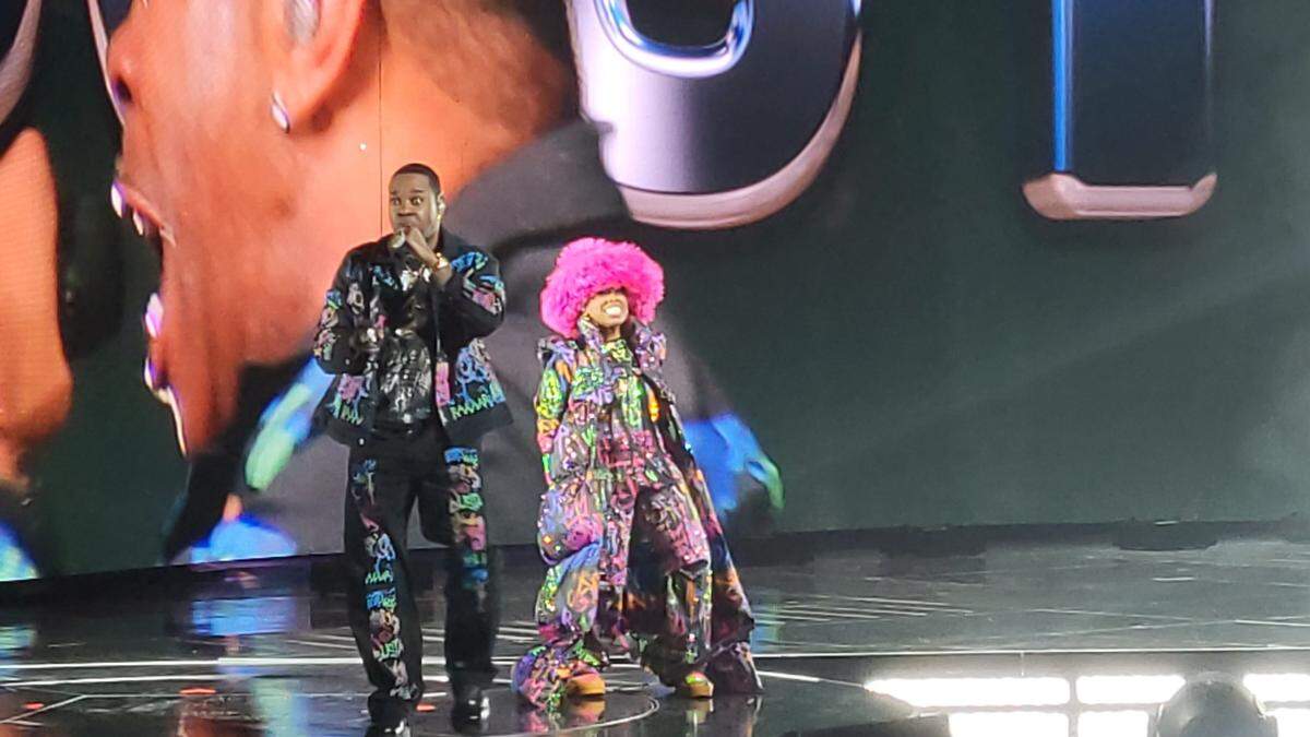 Missy Elliott performs with Busta Rhymes on his hit “Touch It” late in her 75-minute concert Sunday night, July 21, 2024, at Dickies Arena in Fort Worth.