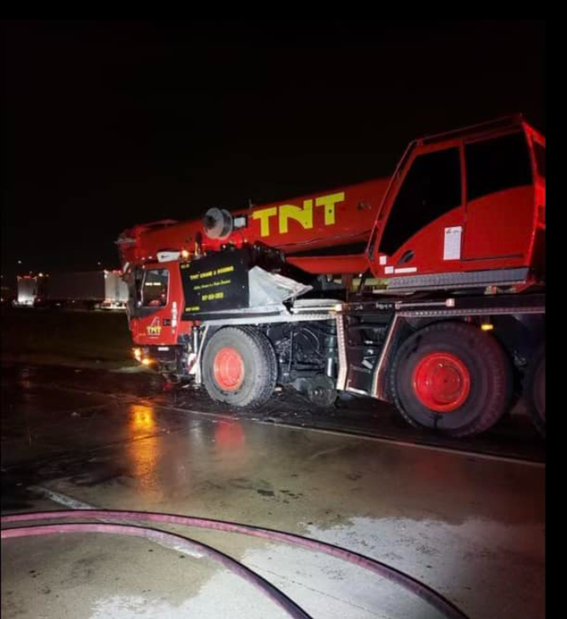 Mansfield police respond to a commercial vehicle fire Friday night on U.S. Highway 287.