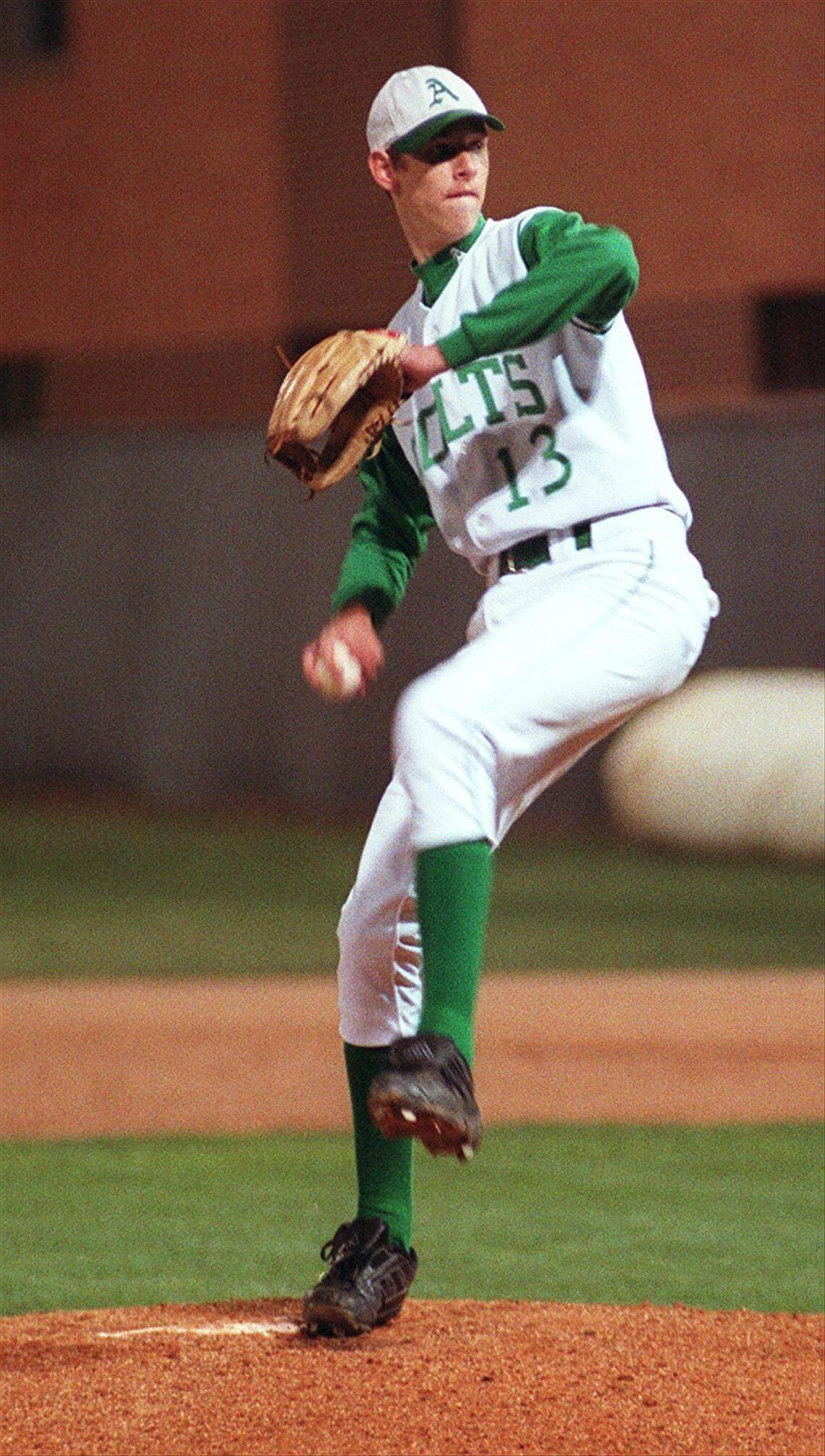 Chris Martin, shown here in 2003, turned into a star pitcher at Arlington High School, but he spent years out of the game because of injury before giving baseball a shot again in 2010.