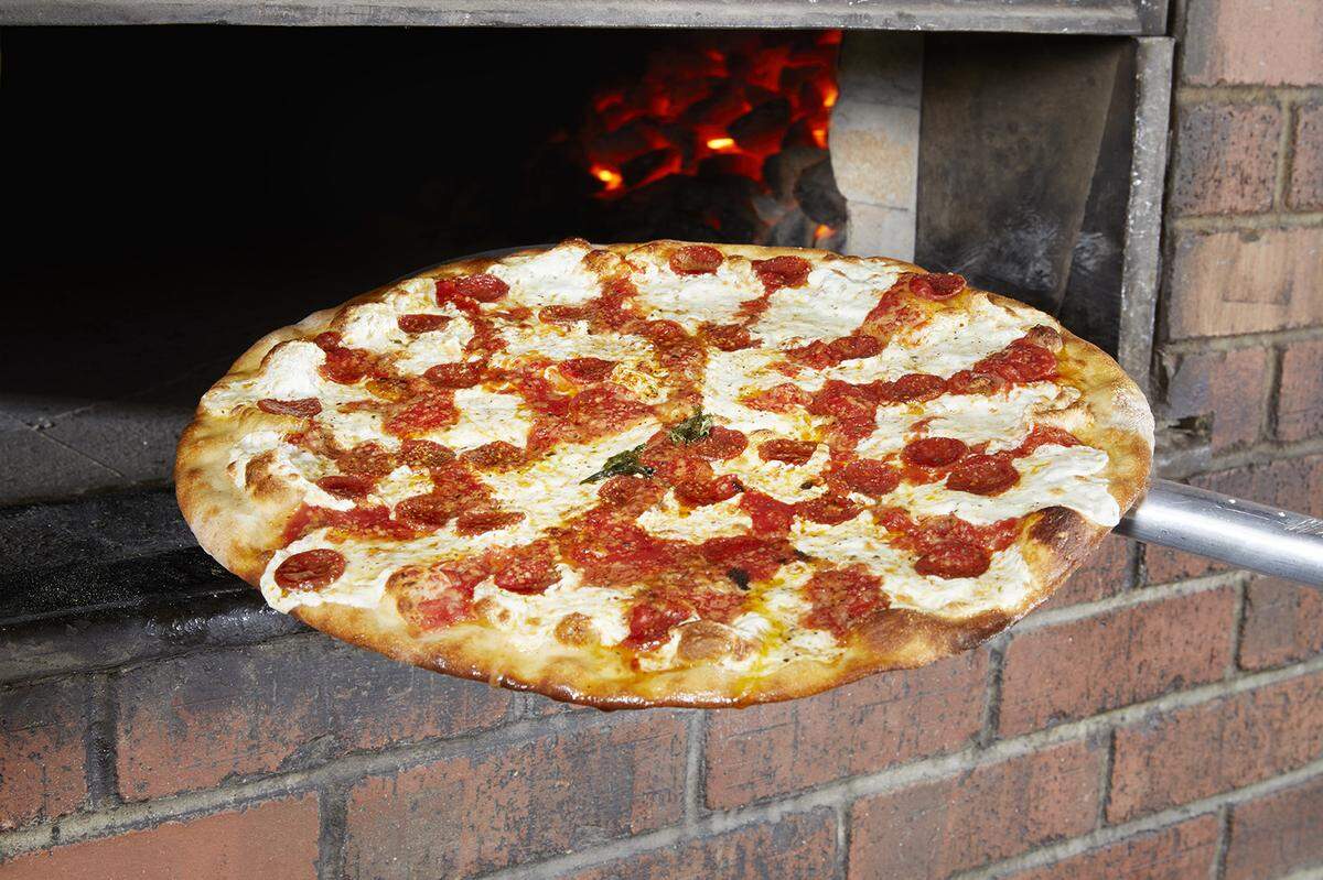 A pepperoni pizza from Grimaldi’s.