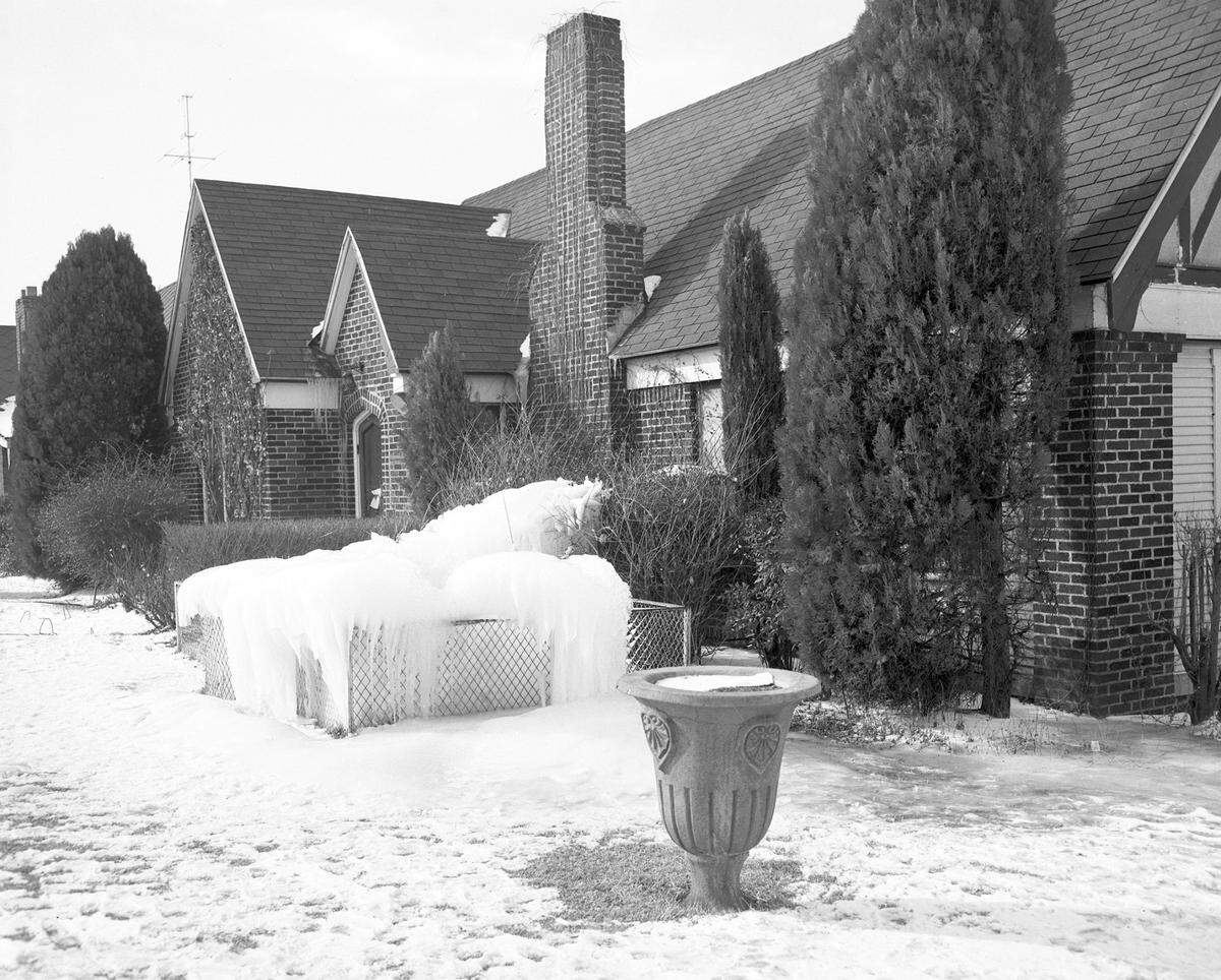 Feb. 3, 1951: “Fort Worth. Shot of snow-covered yard of the Dan Matheson home, 2500 Cockrell Ave.”