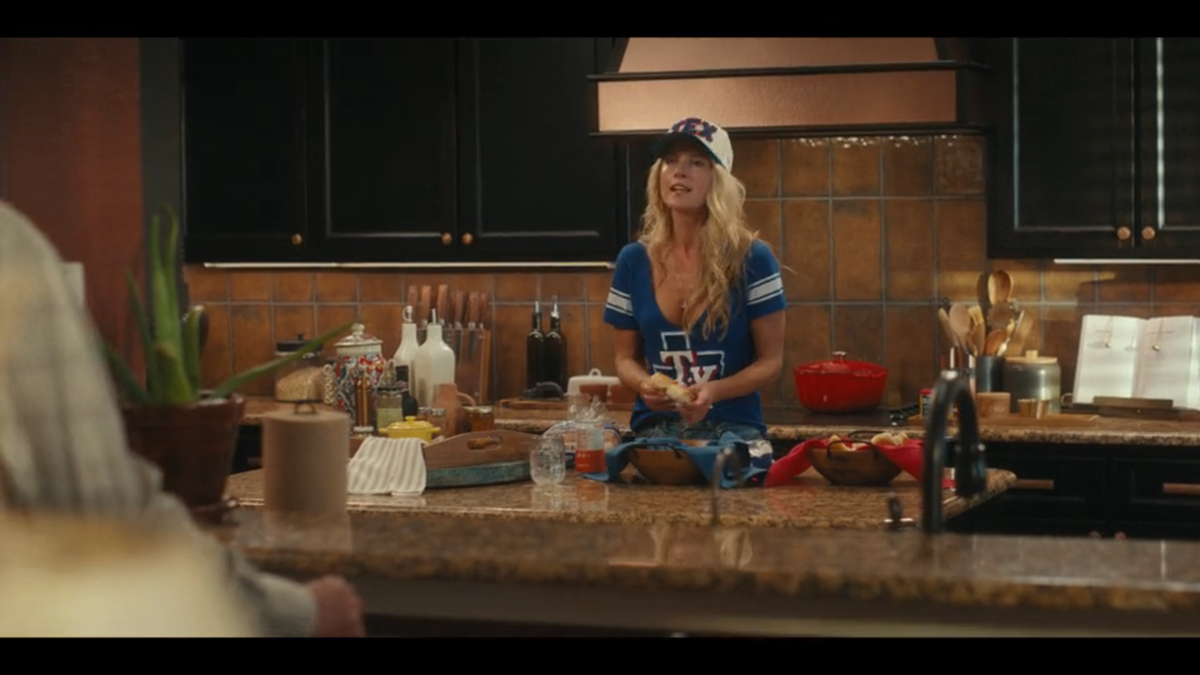 Texas Rangers merchandise is seen in “Landman” season 2, episode 8.