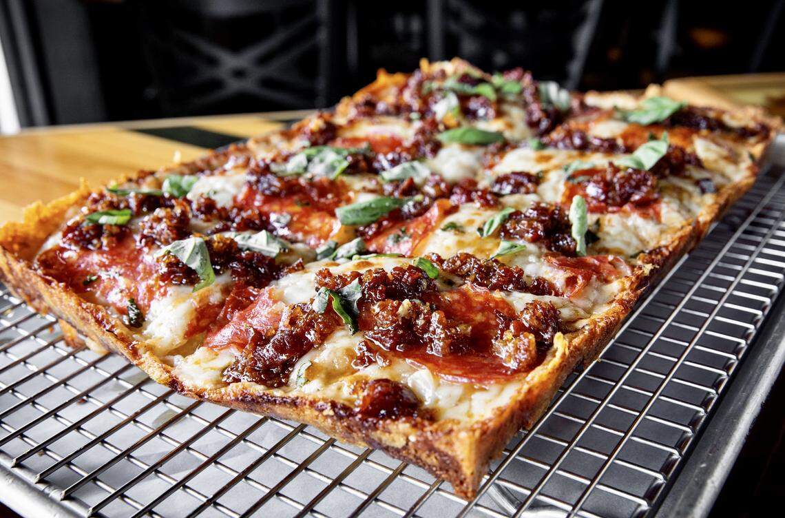 Thunderbird Pies has its own version of Zoli’s/Cane Rosso’s bacon marmalade-habanero honey pizza.