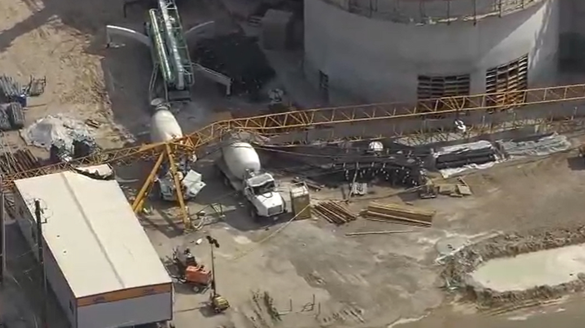 A severe windstorm caused a crane to fall on a man’s cement truck at a construction site, a Texas lawsuit said. He suffered "traumatic" injuries. 