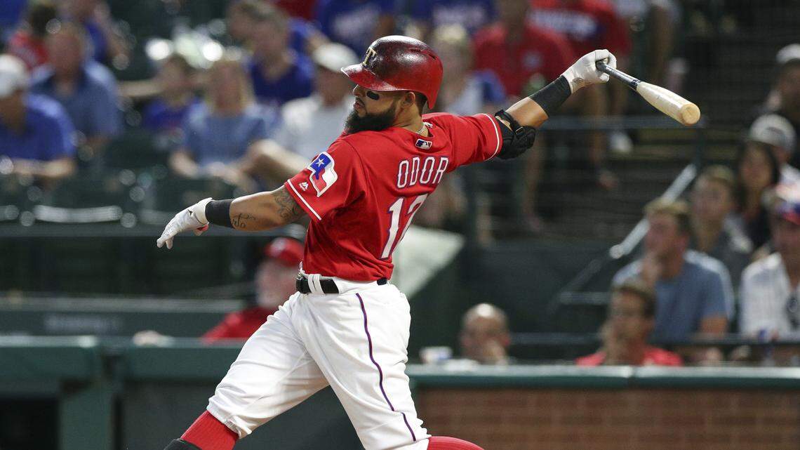 This swing produced a grand slam last week for Rougned Odor, who was selected Monday as the American League Player of the Week.