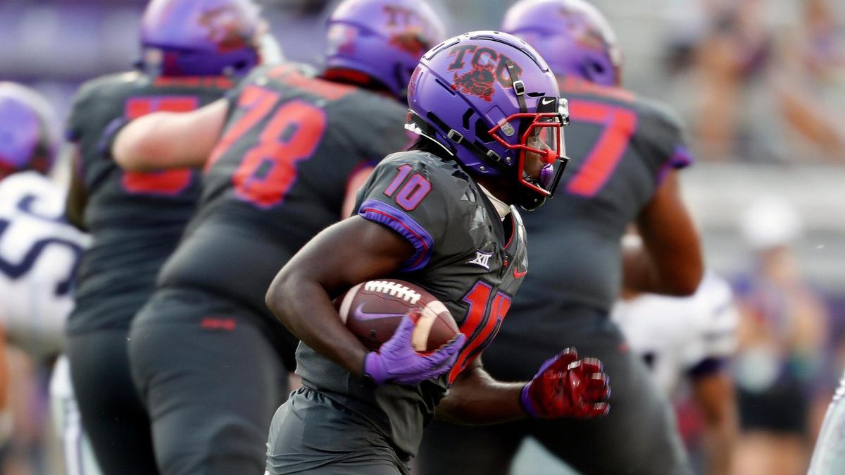 TCU WR JD Spielman is sidelined with an injury for today’s OU game.