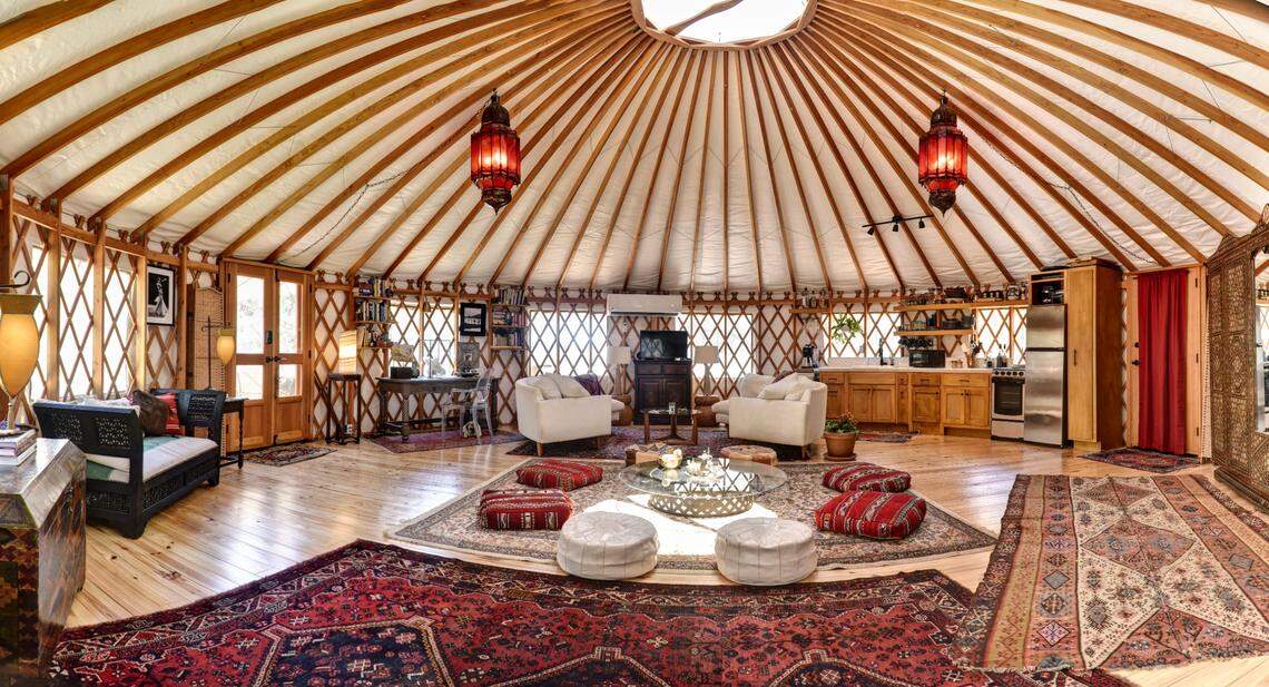 Interior of yurt