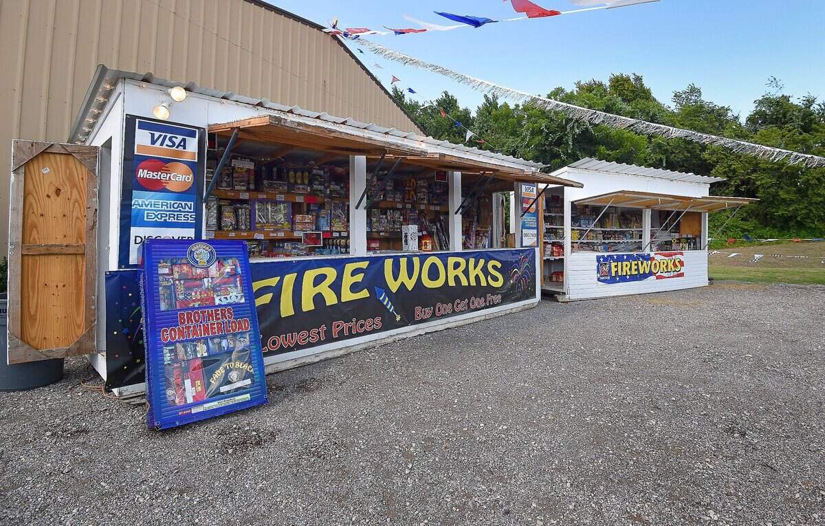 FILE -- A fireworks stand in Burleson in 2017.