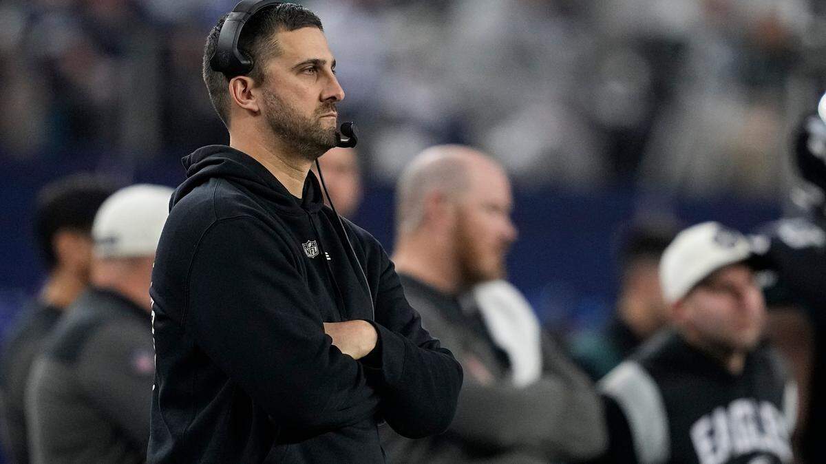 Philadelphia Eagles head coach Nick Sirianni watches during the second half Saturday’s game against the Dallas Cowboys.
