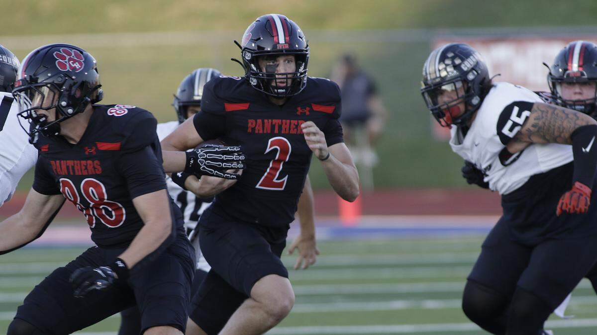 Colleyville Heritage quarterback Bodey Weaver, shown against The Colony on Sept. 12, scored the game-winning touchdown Friday against Mansfield Summit.